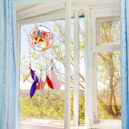 5D DIY Diamond Painting Acrylic Wind Chime Pendant Art Mosaic Kit Rhinestone Picture Hanging Wall Ornaments Home Decor Gifts