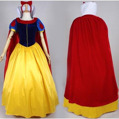 Anime Princess Snow Role-playing Dress With Red Cloak Fancy Masquerade Cosplay Costume Adult Women Ball Gown