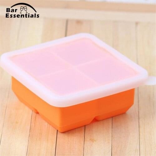 Large Silicone Ice Cube Tray Reusable Square Shape Ice Silicone Mold Bar Cafe Whiskey Ice Ball Maker DIY Ice Cream Mold With Lid