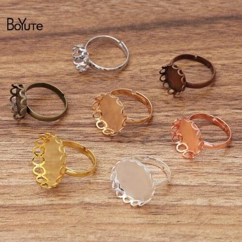 BoYuTe (40 Pieces/Lot) 10MM 12MM 14MM 15MM 16MM 18MM 20MM Cabochon Base Adjustable Ring Blanks Setting Diy Jewelry Accessories