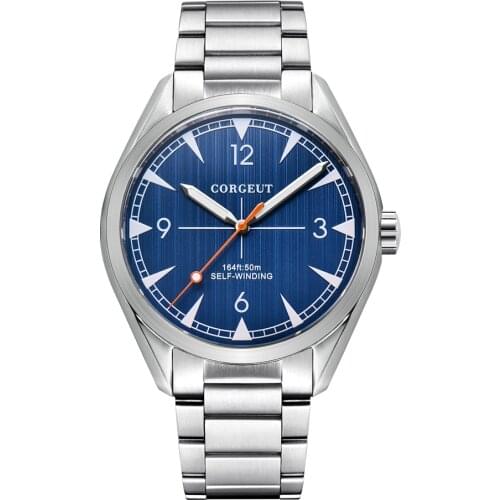 Corgeut 41mm men clock MIYOTA Automatic full steel blue dial Mechanical Sapphire Glass dress men wristwatch luxury top brand