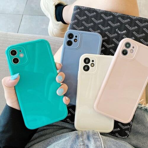 Simple Solid Color Square Phone Case for iPhone 12 11 Pro Max Mini X XS XR 8 7 Plus SE 2020 Candy Capa Thin Soft Silicone Cover