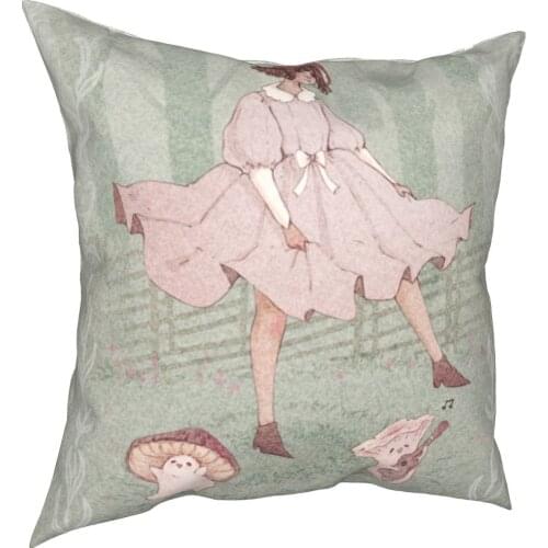 Dancing Mushrooms Pillowcase Printing Polyester Cushion Cover Decor Pillow Case Cover Home Zipper 40*40cm