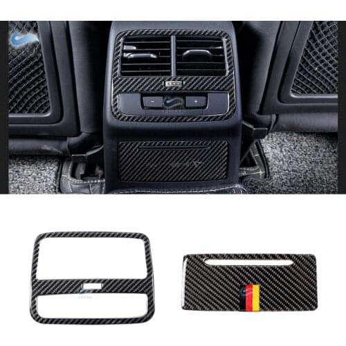 For Audi A4 B9 A4L 2017 2018 Carbon Fiber Car Rear Air Condition Air Outlet Panel Cover Trim