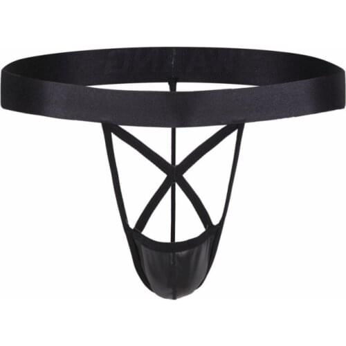 Men Thongs Strings Underwear Gays Underwear Mens Sexy Leather Mesh Thongs G Strings Underwear Transparent Bikini Jockstrap