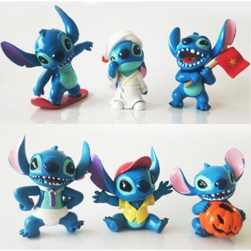 6PCS Disneys Movie Lilo & Stitch Different styles Cartoon Kit Vinyl Doll Action Figure PVC Model Collection Birthday Gift Toys