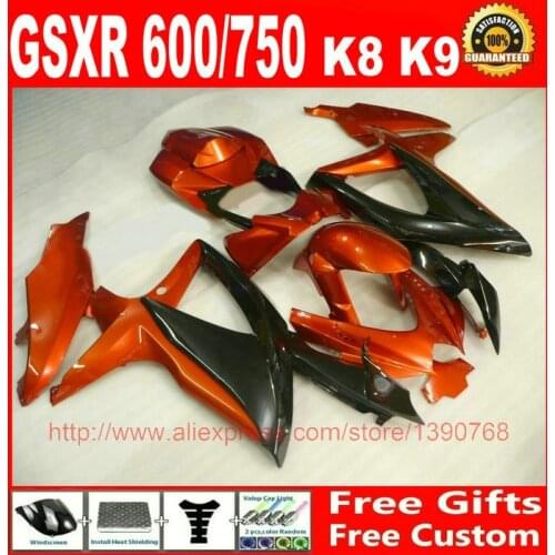 Fairings set for Suzuki GSXR600 GSXR750 08 09 10 brown black fairing kit K8 K9 GSXR 600 750 2008 2009 2010 GZ55