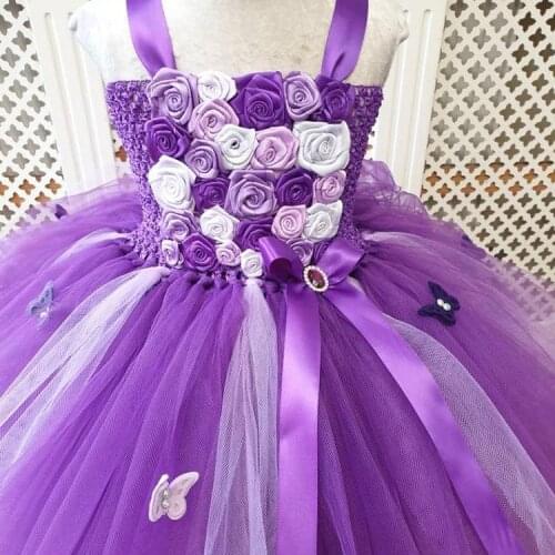 Lavender Tulle Lace Ball Gown Flower Girl Dresses Flower Girl Princess Tutu Dress Girl Wedding Party Dress First Communion Dress