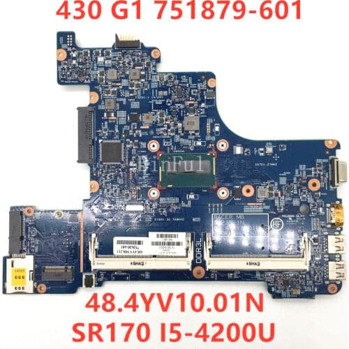 For HP Probook 430 G1 Laptop motherboard 751879-601 753630-601 122430 39-1N 48.4YV10.01N With SR170 I5-4200U CPU 100%full Tested
