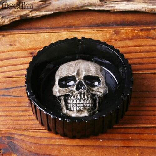 NOOLIM Resin Creative Skull Ashtray Resin Home Furnishing European Style Decor Craft Gifts Ash Holder Home Desktop Decor