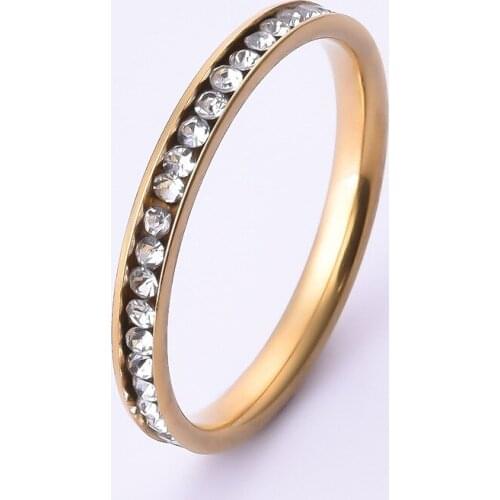 The New Korean Version Of The Diamond-Studded Titanium Steel Ring Female Simple Single Row Full Diamond Ring Trendy Style
