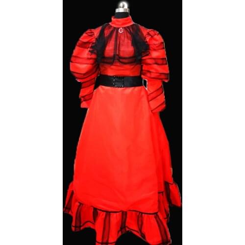 New red Vintage costumes 18th Duchess Retro medieval Renaissance Reenactment Theatre Civil war Victorian dress D-323