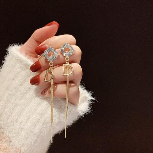 ​ZDMXJL 2021 New Fashion Womens Earrings Fine Zircon Square Tassels Eardrop Earrings For Women Party Gifts Jewelry Wholesale