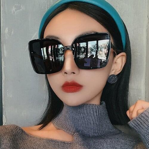 2021 Oversized Sunglasses For Women Fashion Square Ladies Luxury Brand Vintage PC Big Frame Sun Glasses Female New Trend Eyewear