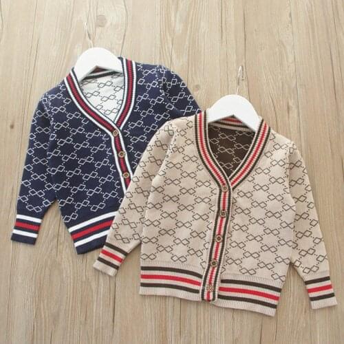 Autumn/Winter Girls Sweater Jacket New Korean Childrens Double-Layer Thick Sweater Boys and Children Cotton Cardigan