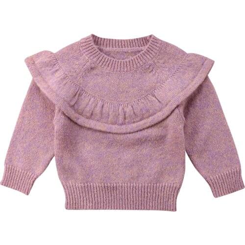 Autumn Winter Newborn Infant Baby Girl Sweater Long Sleeve Tops Ruffle Knitted Warm Coat Outerwear Mohair Blend T-shirt 0-3T