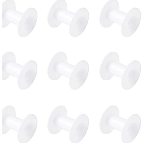 Pandahall 50pcs 28x58mm/67x96mm Round End Plastic White Empty Spools for String Cord Wire Thread Bobbins Wholesales Supplies