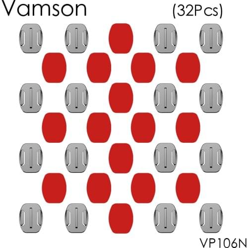 Vamson 16pcs/set Flat Surface Mount Base+16pcs 3M Sticker Adhesive For Gopro Hero 5 4 3+ for Xiaomi for Yi for SJ400 VP106N