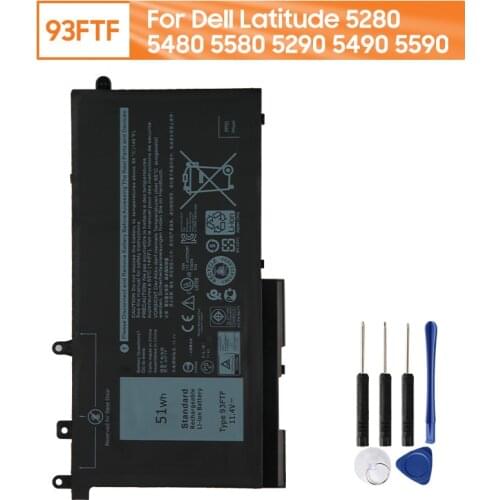 Genuine Replacement Laptop Battery 93FTF For Dell Latitude 5280 5480 5580 5290 5490 5590 083XPC 83XPC D4CMT 4YFVG 51wh With Tool