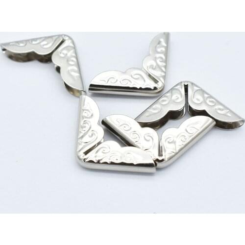 Silver Book Corner Scroll Book Corners Folders Protectors Vintage Box Corner Metal Book Protectors 15mm for Notebook Table Box