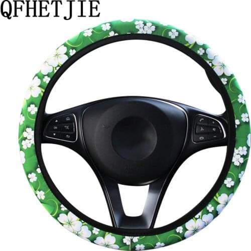 QFHETJIE New Style Car Steering Wheel Cover Sunflower Flowers Elastic Band Acyclic Grip Cover