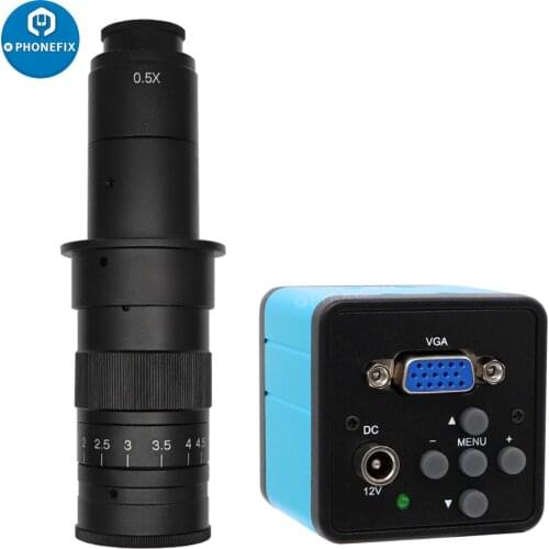 130X 200X 250X Zoom Adjustable C Mount Lens For PCB Welding Repair Digital VGA HDMI Video Microscope Camera + 56 LED Ring Lights