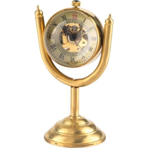 Luxury Spinning Gold Prize Cup Mechanical Pocket Watch Transparent Smooth Globe House Office Desk Decoration as Collectibles