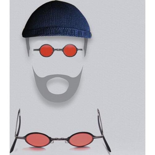 Eareada Folding Sunglasses Men UV400 Polarized Metal Driving Sun Glasses Frame Small Round Fashion Party Red Shades for Women