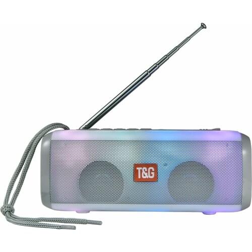 TG144 Bluetooth Speaker & FM Raido Cool LED Light Portable Wireless Column With Adjustable Antenna Strong Signal FM Loudspeaker