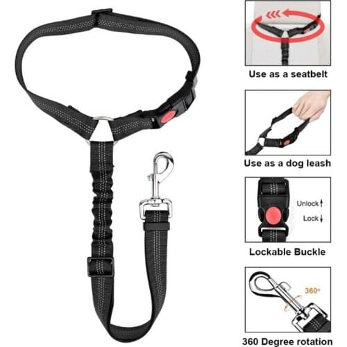 Universal 2 Pack Pet Car Seatbelt Dog Cat Safety Adjustable Harness Leash Travel Clip Strap Traction Rope Pet Car Safety Belt