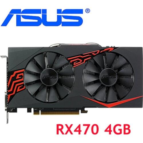 ASUS Video Card RX 470 4GB 256Bit GDDR5 Graphics Cards for AMD RX 400 series Computer Maps Cards RX470 4GB DVI 570 580 480 Used