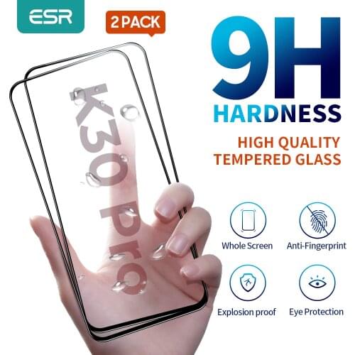 ESR 2PCS For Redmi K30 Tempered Glass Full Cover HD Anti Blue-Light Glass for Xiaomi Redmi K40 K30 K30 Pro K30S Screen Protector