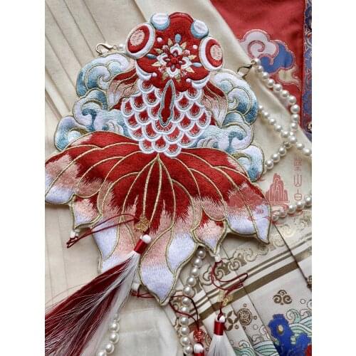 Womens Bag Chinese Traditional Hanfu Bags Heavy Industry Embroidery Handbags Pearl Circular Shoulder Bagcrossbody Tote Bag