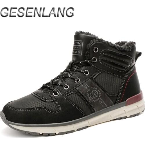 Winter Mens Walking Shoes With Fur High Top Warm Comfortable Anti-Slip Snow Boots Stylish Wearable Male Outdoor Casual Sneakers