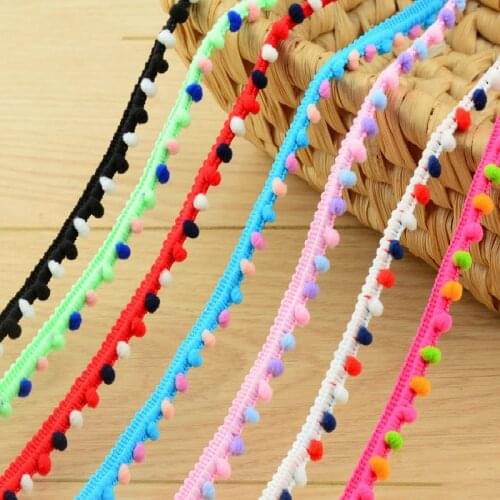 1Yards 11mm Pom Pom Trim Ball MINI Pearl Pompom Fringe Ribbon Sewing Lace Fabric Wedding Party Handmade Decor Craft Accessories