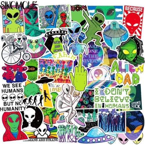 50PCS Outer Space Stickers Toys for Children Alien UFO Astronaut Rocket Ship Planet Sticker to Scrapbooking Skateboard Laptop F4