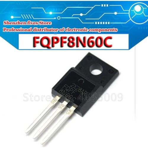 10pcs/lot New FQPF8N60C 8N60C 8A 600V TO-220 MOS FQP8N60C