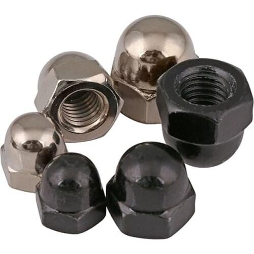 10PCS Nickel Plated / Black Zinc Round Head Nut M3 M4 M5 M6 M8 - M12 Hex Nuts GB923
