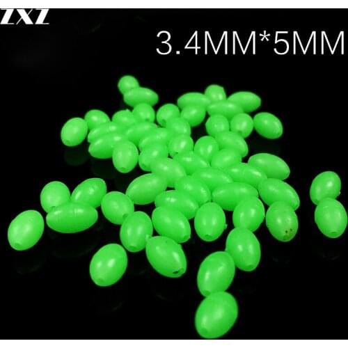100Pcs Oval Luminous Fishing Beads 3.4*5MM Soft Space Olive Shape Stopper Light Balls Sea Tackle Lure Float Accessories Pesca