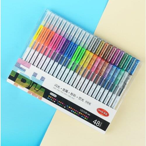 12/24/36/48 Colors 1mm Glitter Gel Pen Drawing Markers Graffiti Pens For writing Hand Account Pen School Stationery