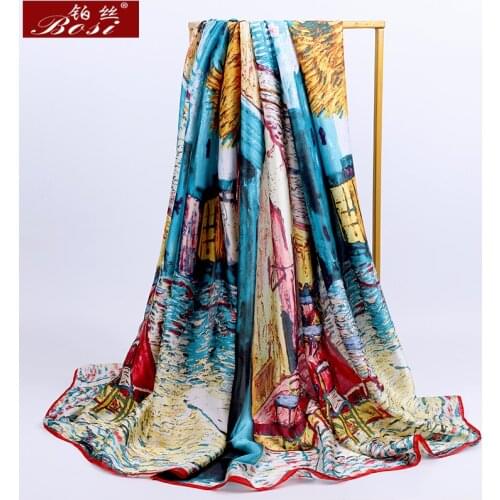 2020 Fashion luxury brand silk scarf print women Multicolor scarves Soft feel summer beach ladies large Designer Hijab shawls