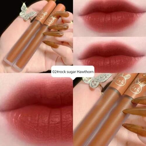 2021 NEW 5pcs/set Velvet Matte Lip Glaze Set Air Matte Lipstick Pink Rabbit Lady Lip Gloss Matte Velvet Lipstick Set