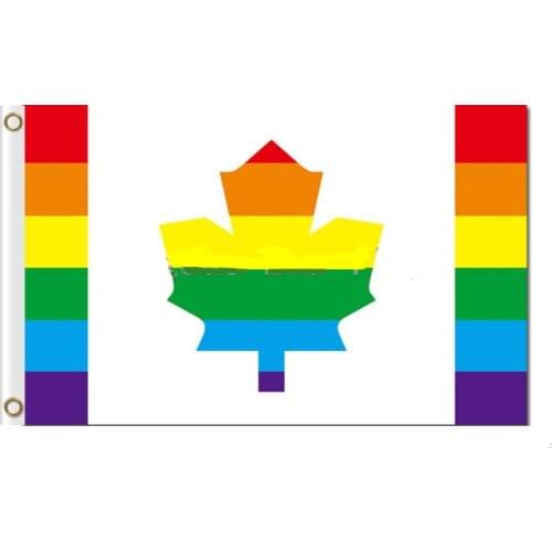 3x5ft custom Flag of Gay Pride Rainbow with Canada leaf Flag custom any hobby banner