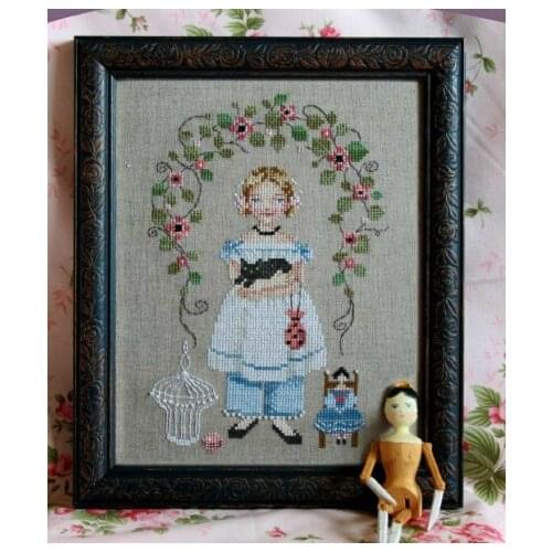 FREE Shipping Top Quality popular counted cross stitch set little girl and cat kitten kitty