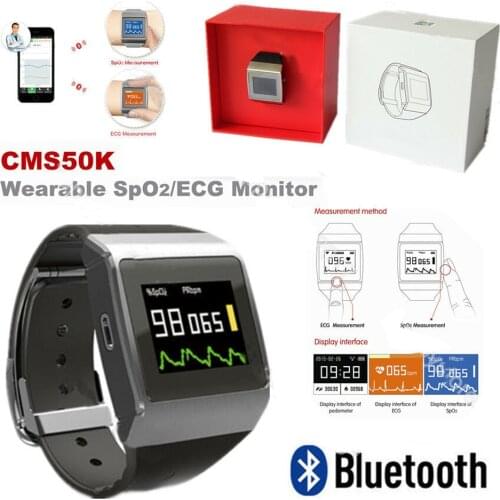 CMS50K OLED Wrist Pulse Oximeter Wearable SpO2 ECG Monitor 24 Hours Record Pedometer Smart Watch