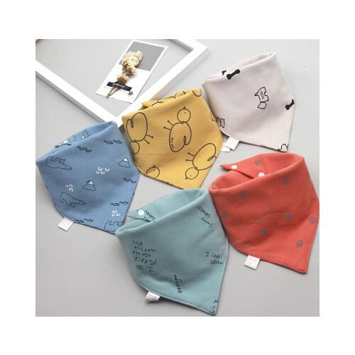 5 pcs/lot Baby Bibs Triangle Double Cotton Bibs Cartoon Print Saliva Towel Baby Boys Girls Feeding Apron Cotton Bandana Bibs