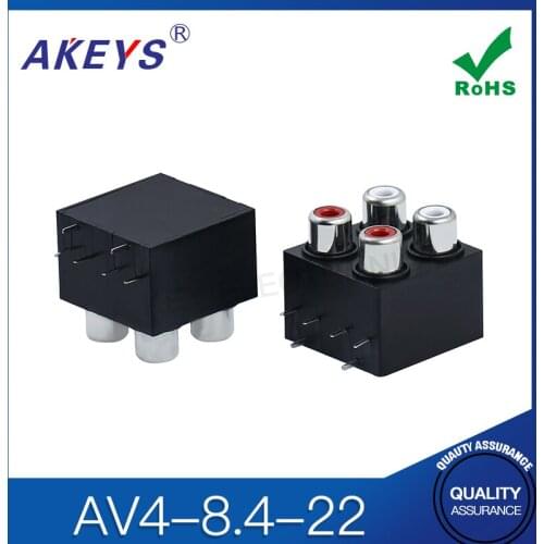 10PCS AV4-8.4-22 hidden plug 4 holes normal av socket with screened RCA