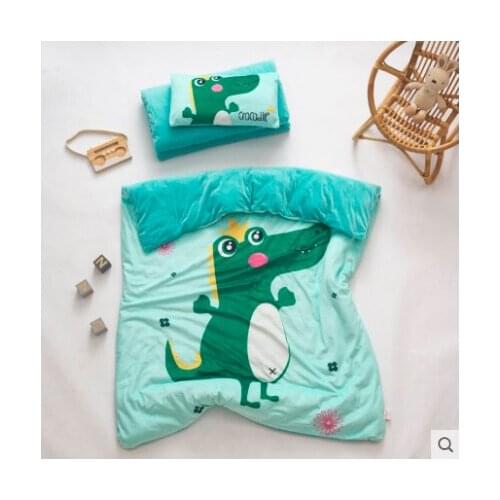 3Pcs 100%Crystal fleece Animal Crib Bed Linen Kit Baby Bedding Set Includes Pillowcase Bed Sheet Duvet Cover Without Filler