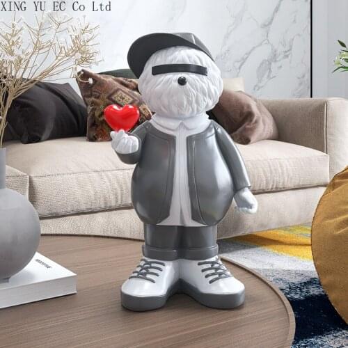 Creative Love Bear Decoration Cute Animal Sculpture Statue Crafts Decoration Desktop Decoration Home Decoration Exquisite Gift
