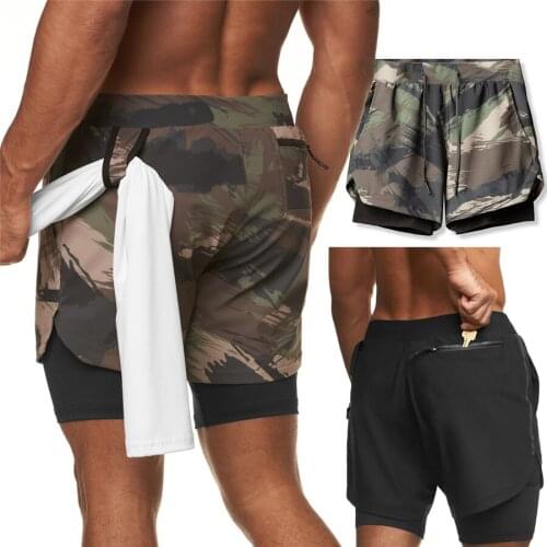2021 Summer Running Shorts Men 2 In 1 Sports Jogging Fitness Shorts Training Quick Dry Mens Gym Men Shorts Sport Gym Short Pants